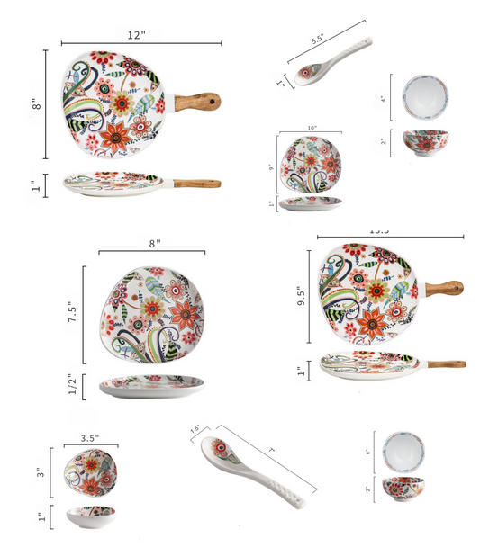 Painted Ceramic Serving Set