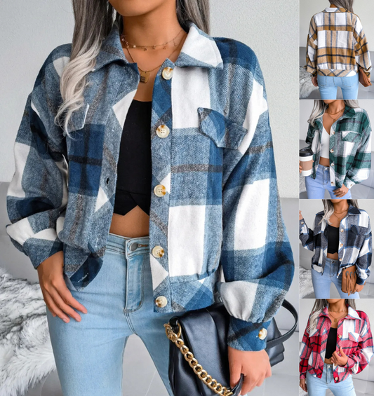 Women's Plaid Cropped Jacket