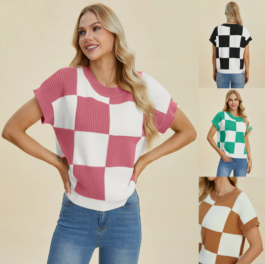Double Take Checkered Sweater