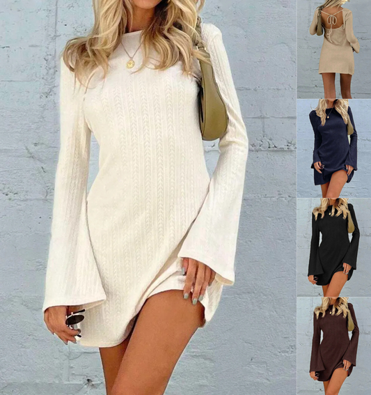 Women's Backless Mini Sweater Dress
