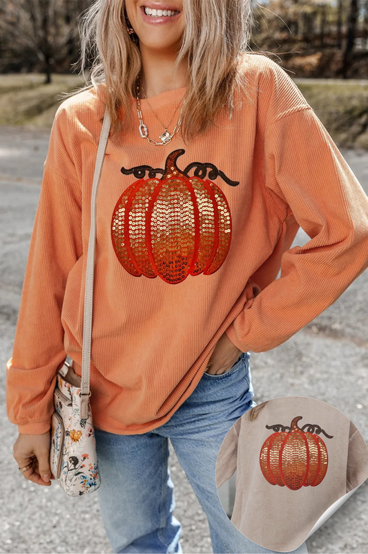 Women's Sequin Pumpkin Sweatshirt