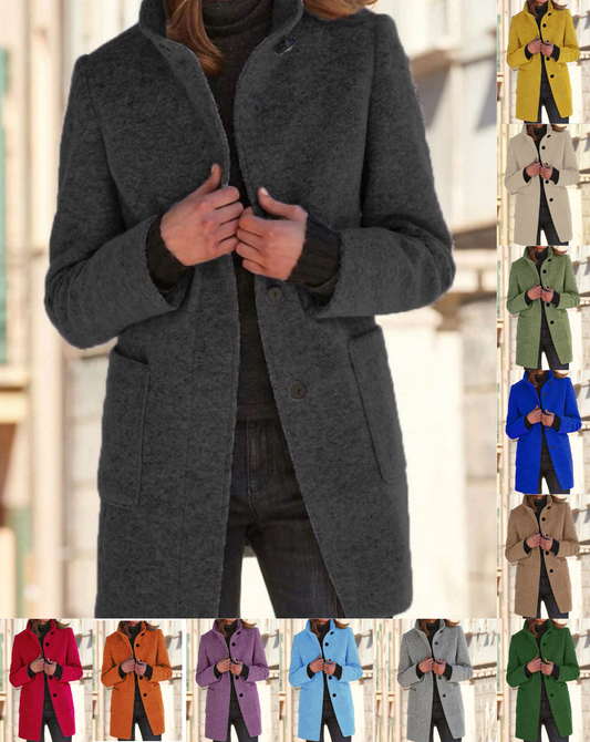 Women's Stand Collar Woolen Coat