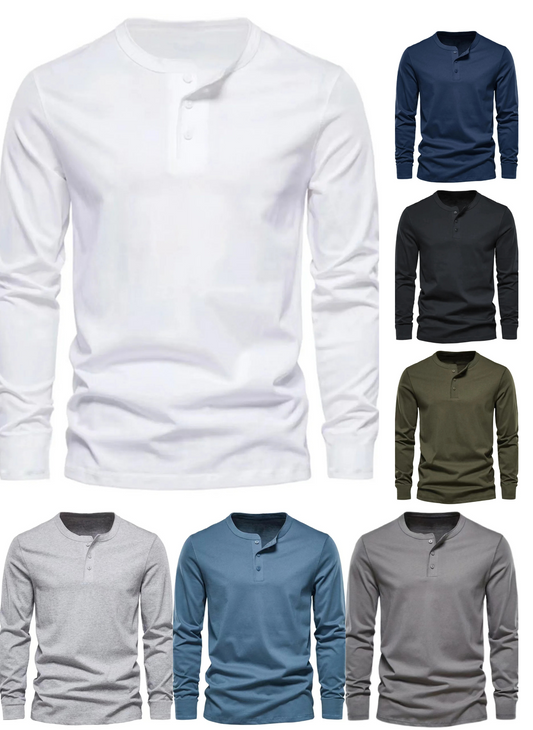Men's Full Size Henley Shirt