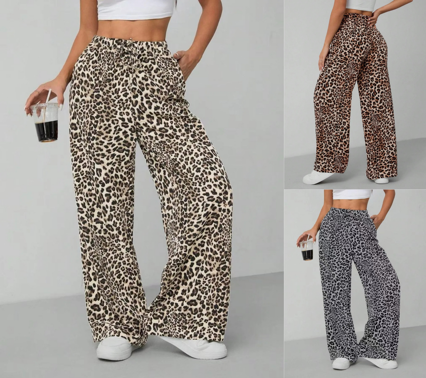 Women's Leopard Wide Leg Pants
