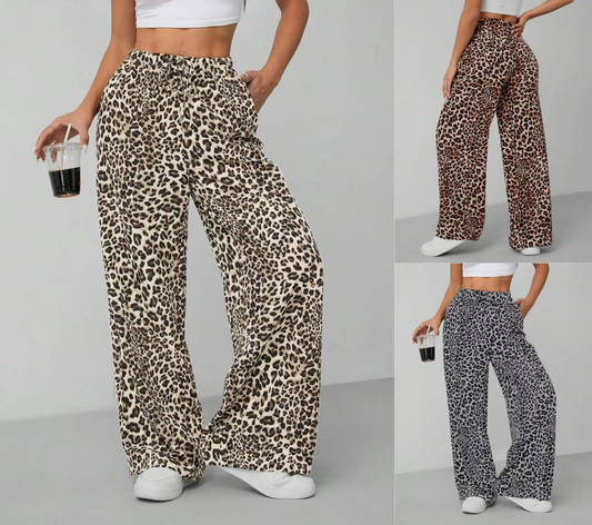 Women's Leopard Wide Leg Pants