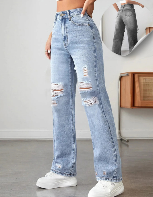 Outlaw Chic Distressed High Waisted Jeans