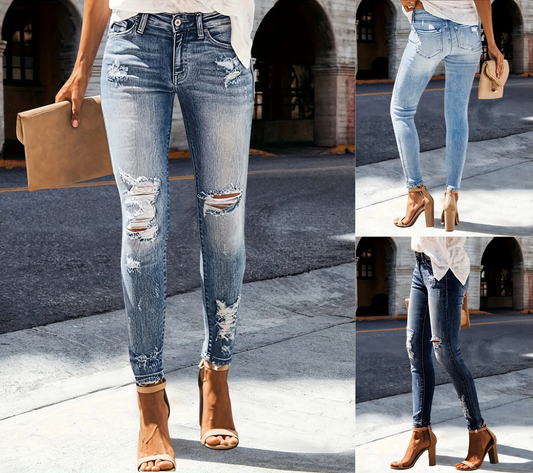 Outlaw Chic Distressed Skinny Jeans