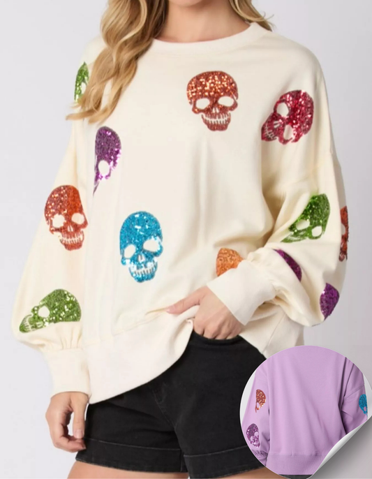 Women's Oversized Skull Sweatshirt