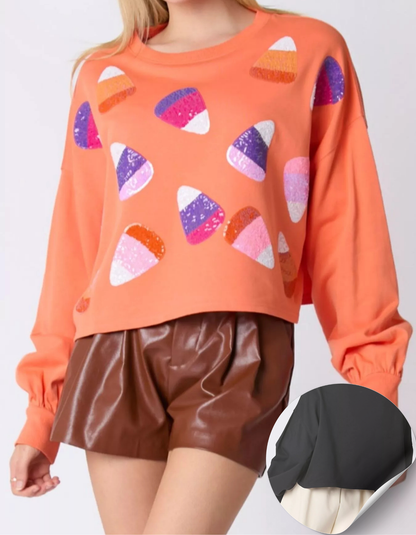 Women's Candy Corn Cropped Shirt