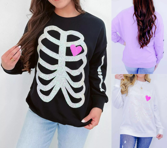 Women's Full Size Sequin Halloween Sweatshirt
