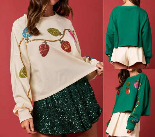 Women's Christmas Lights Cropped Sweatshirt