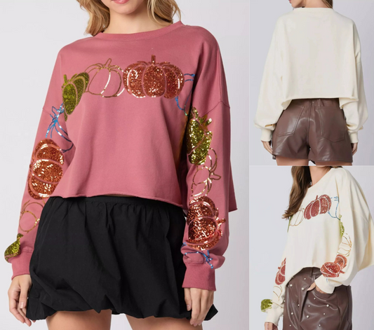 Women's Pumpkin Cropped Sweatshirt