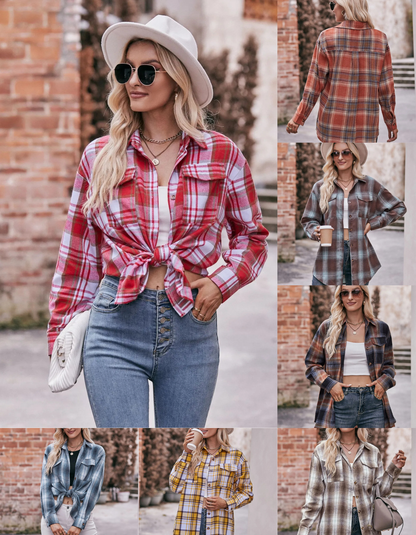Mandy Plaid Button Down Long Sleeve Shirt