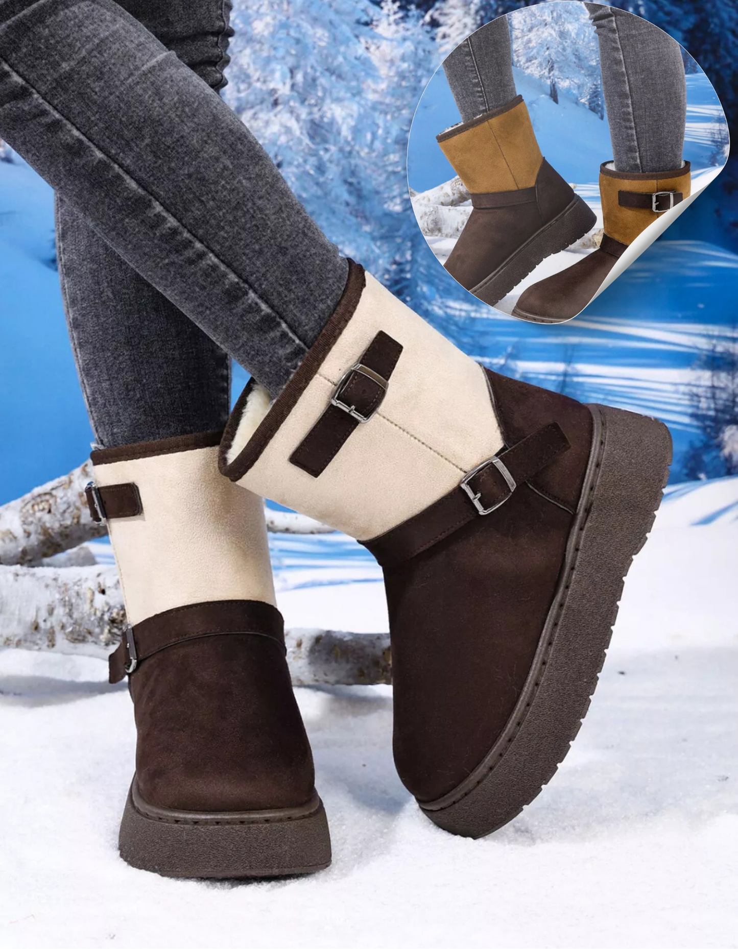 Women's Suede Buckle Boots