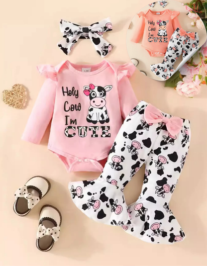 Baby Girl's Holy Cow I'm Cute Outfit 3pcs set