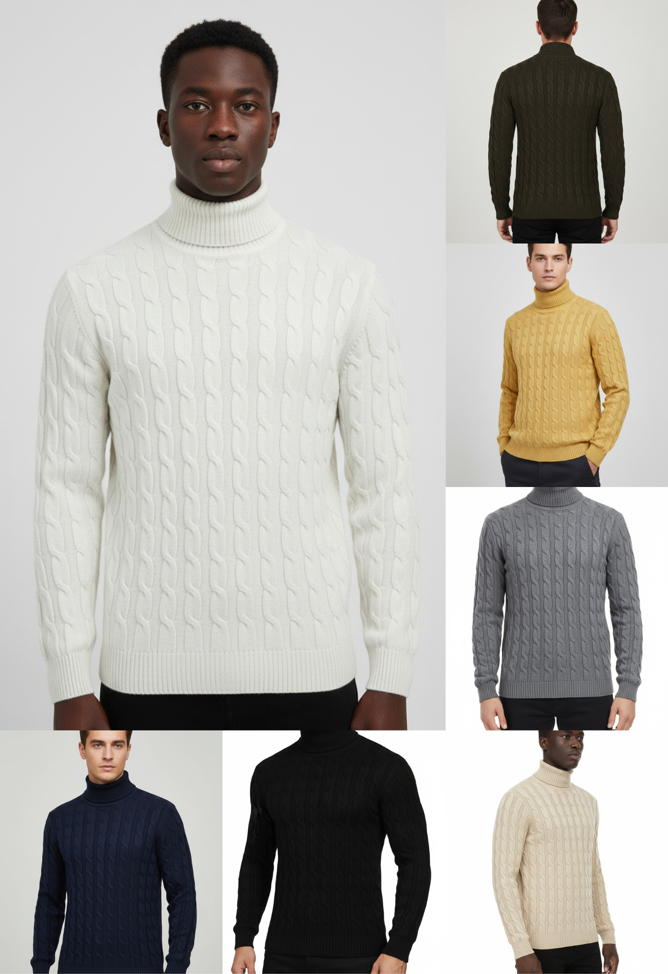 Men's Cable Knit Turtleneck Sweater