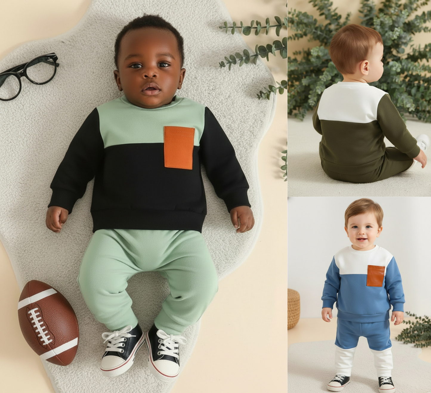 Baby Boy's Color Block Outfit 2pcs set
