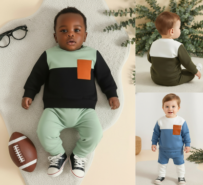 Baby Boy's Color Block Outfit 2pcs set