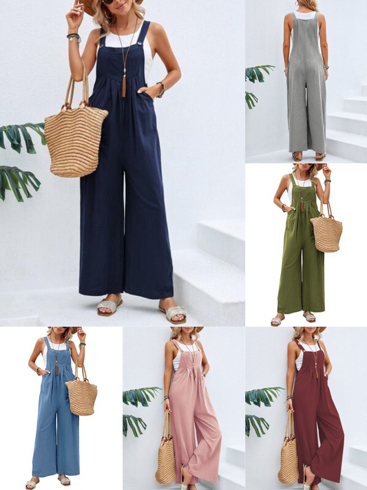 Women's Casual Cotton Overalls with Pockets