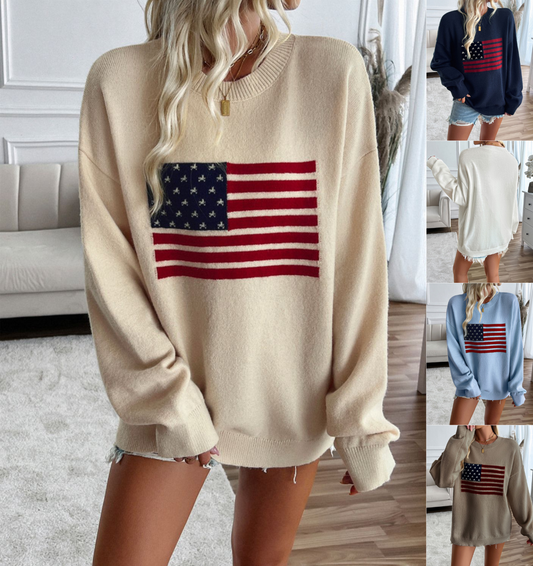 Women's Knit American Flag Sweater