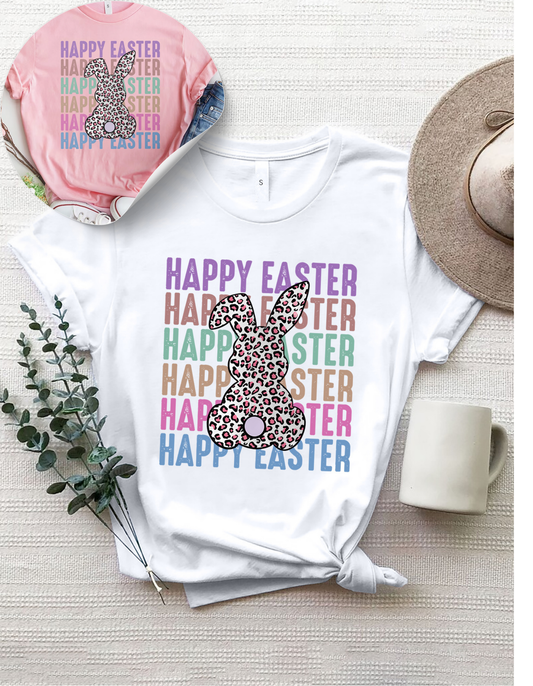 Women's Happy Easter Leopard Bunny T-Shirt