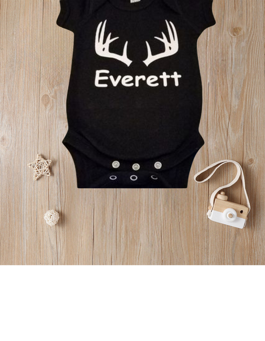 Baby Name Deer Horn Onesie