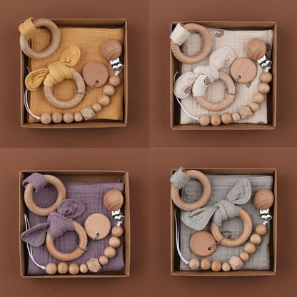 Baby Muslin Wooden Gift Sets