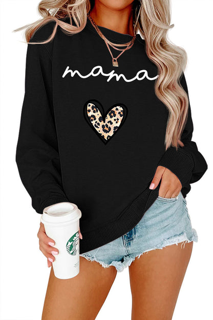 Mama Leopard Heart Sweatshirt