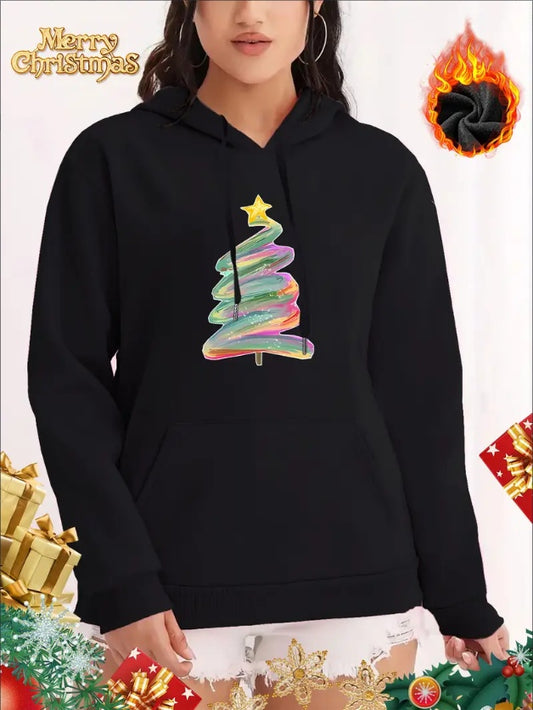 Women's Abstract Christmas Tree Hoodie