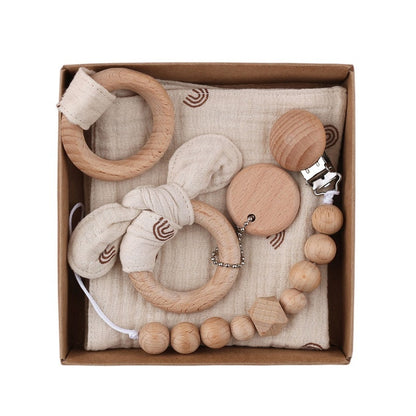 Baby Muslin Wooden Gift Sets