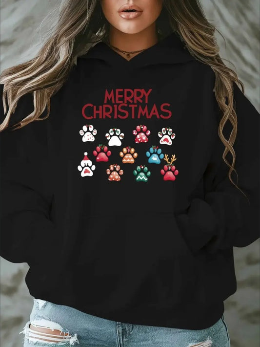 Merry Christmas Colorful Paw Hoodie