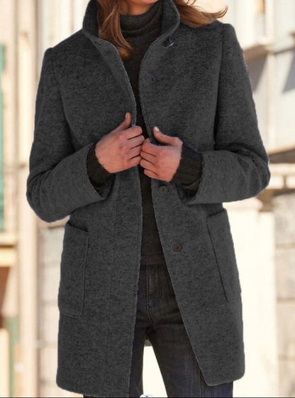 Women's Stand Collar Woolen Coat