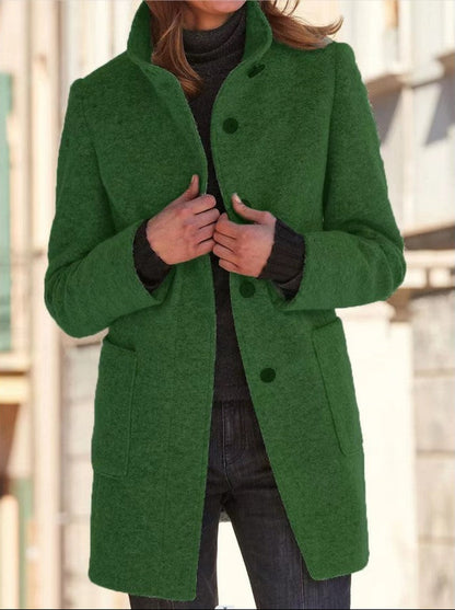 Women's Stand Collar Woolen Coat