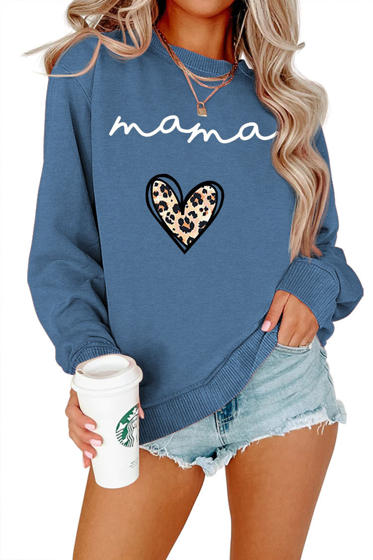 Mama Leopard Heart Sweatshirt