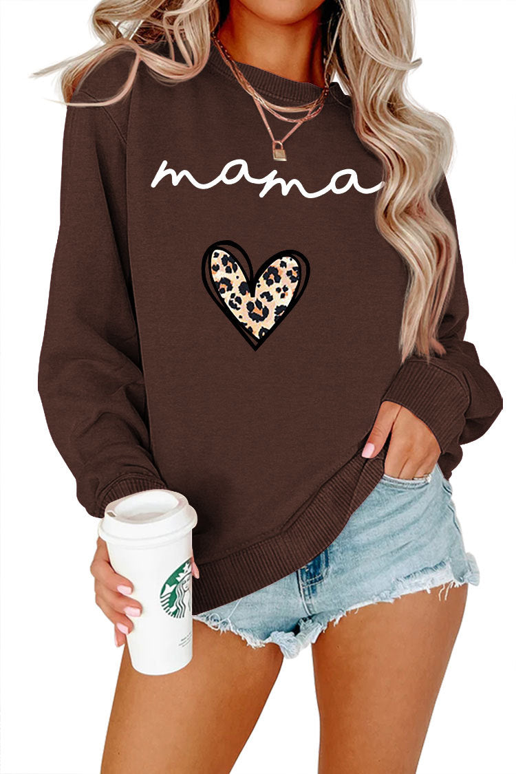 Mama Leopard Heart Sweatshirt