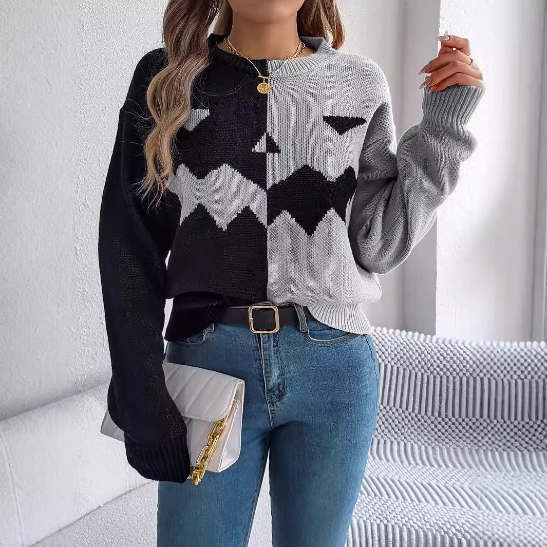 Women's Color Block Jack-O-Lantern Sweater
