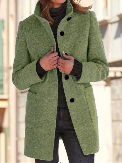 Women's Stand Collar Woolen Coat