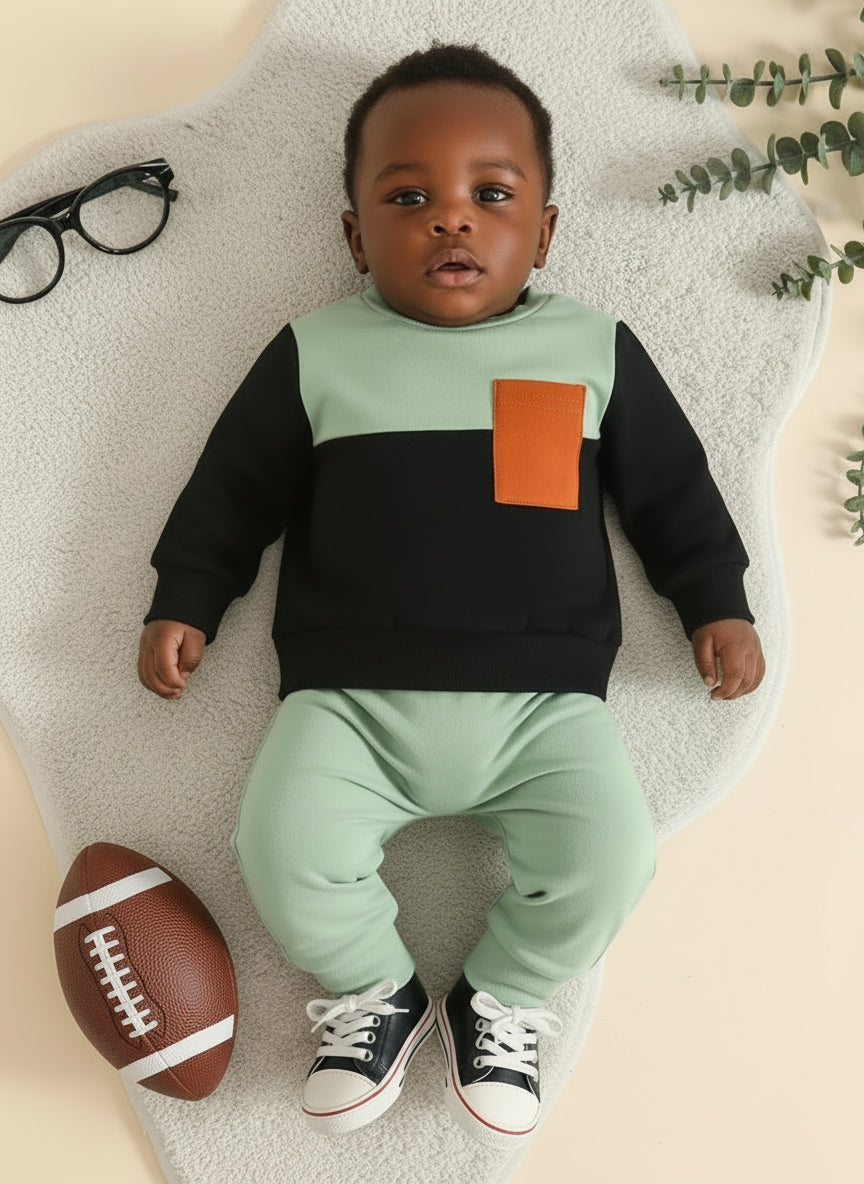 Baby Boy's Color Block Outfit 2pcs set