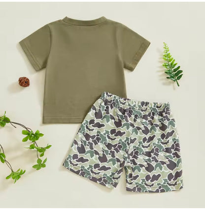Boy's Old School Camo Outfit 2pcs set