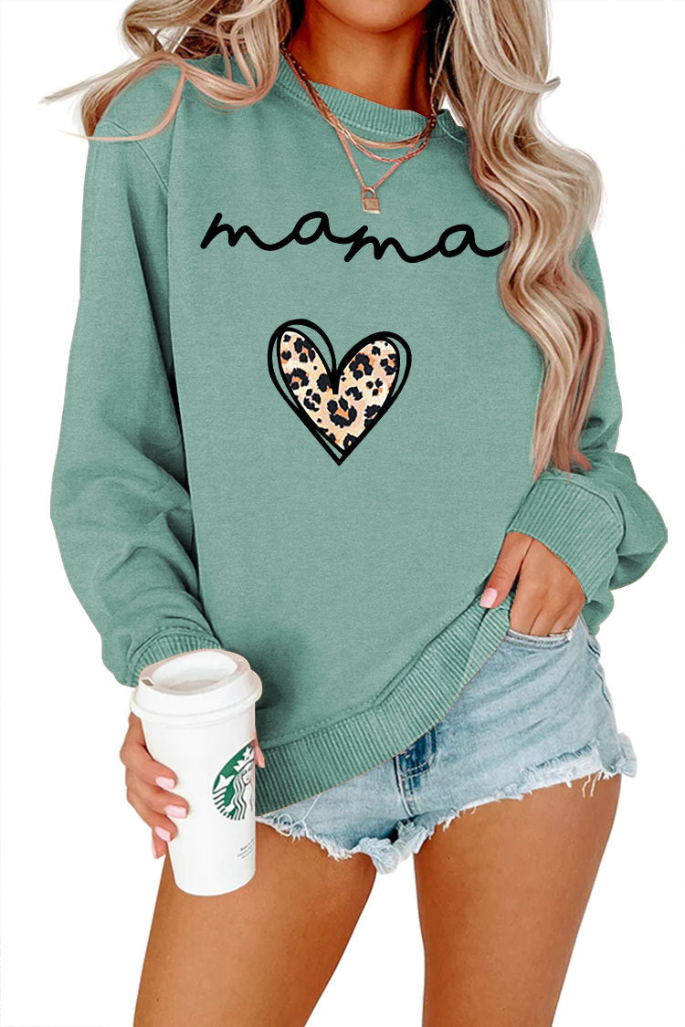 Mama Leopard Heart Sweatshirt