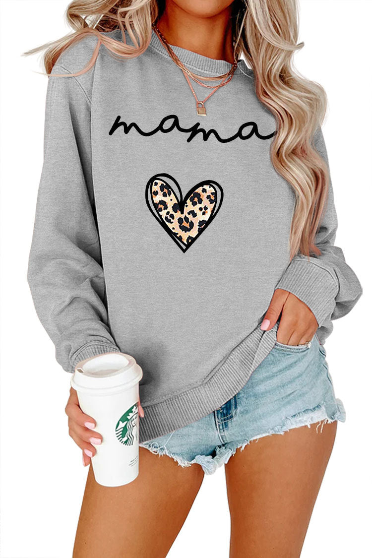 Mama Leopard Heart Sweatshirt