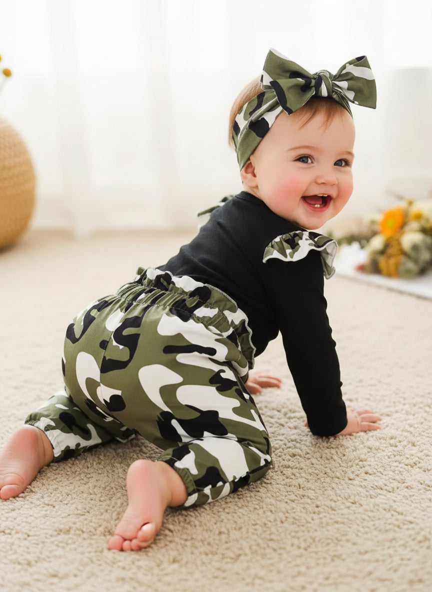 Daddy's Girl Mommy's World Camo Outfit 3pcs set
